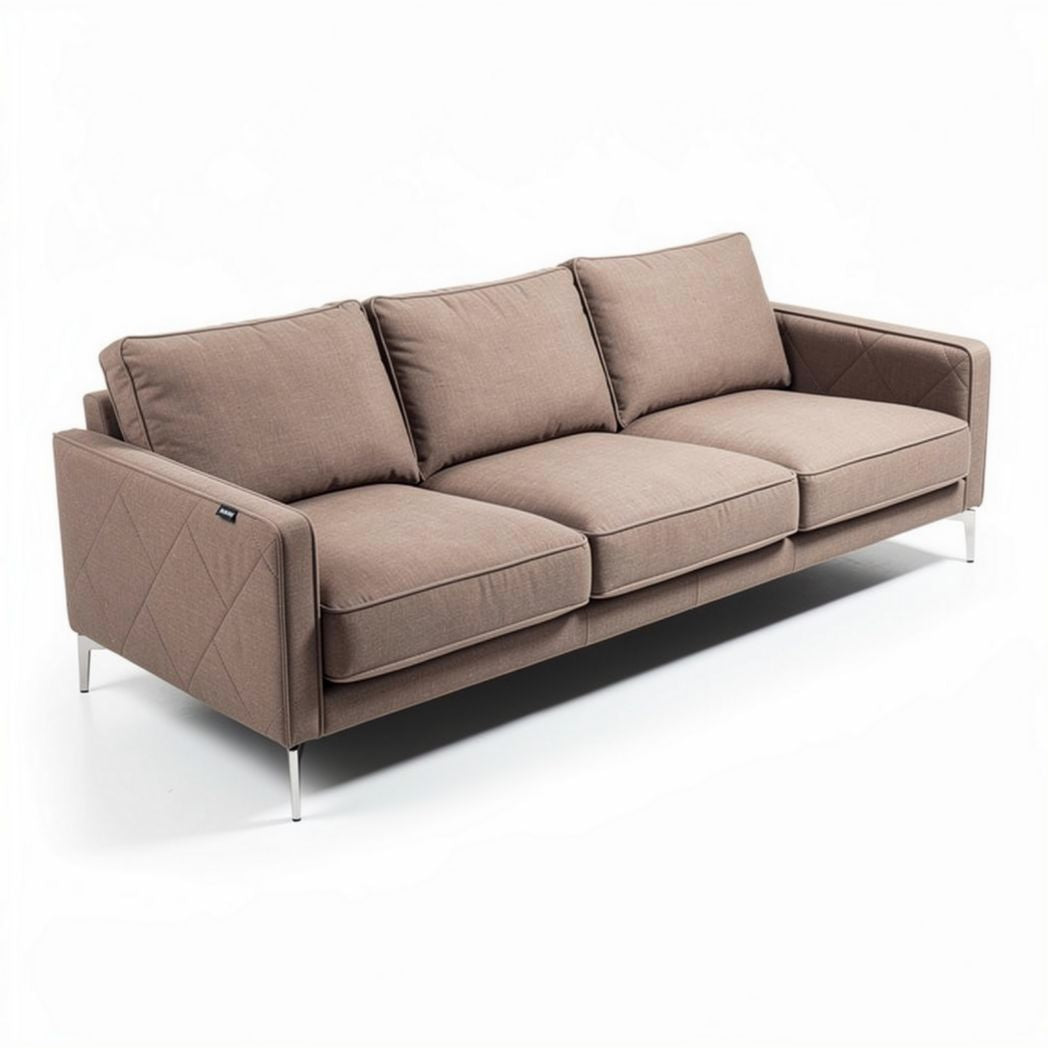 Sofa in braun mit drei sitzplätzen aus textil 230 x 90 x 85cm