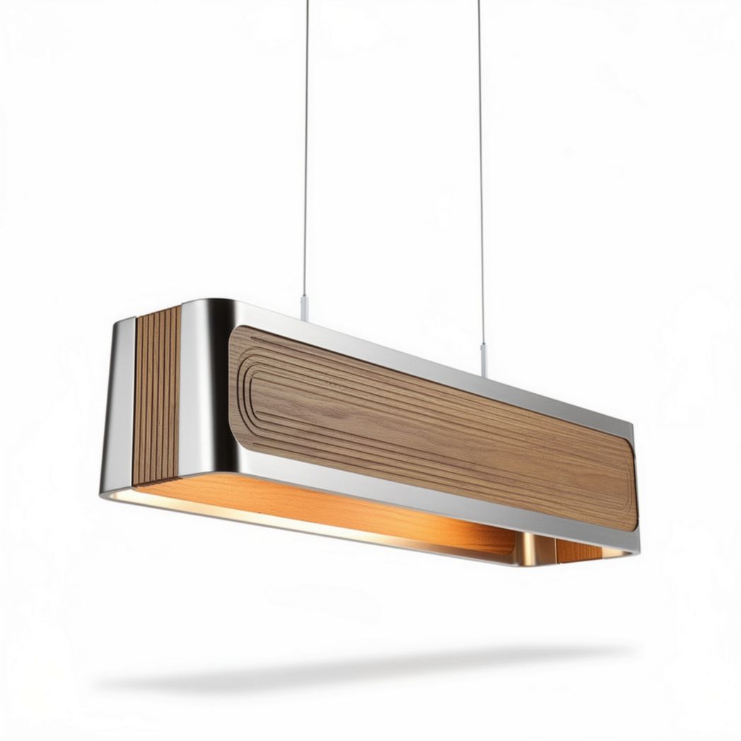 Pendelleuchte aus Aluminium und Holz 60 x 15 x 10cm für moderne Innenräume