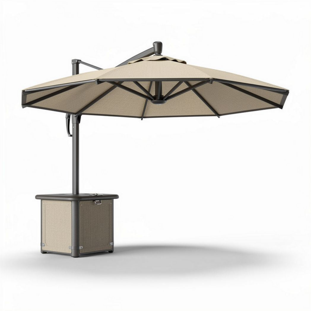 Sonnenschirm mit motorisiertem mechanismus und beige farbe 250 x 250 x 300cm
