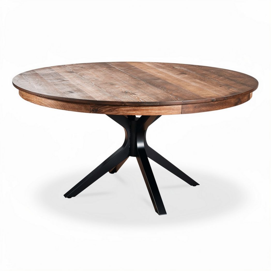 Runder holztisch mit schwarz lackiertem untergestell 120 x 120 x 75cm