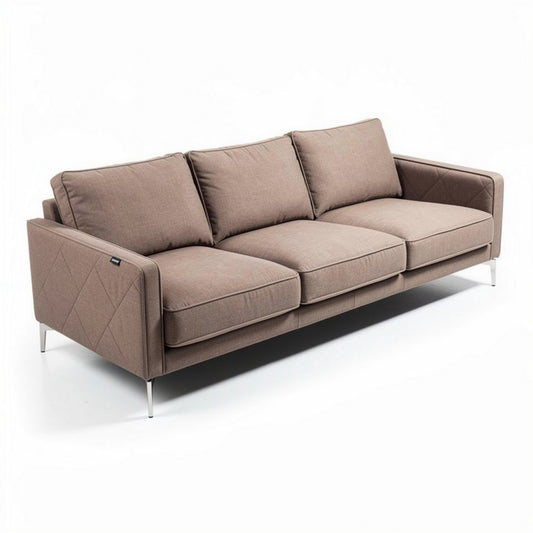 Sofa in braun mit drei sitzplätzen aus textil 230 x 90 x 85cm