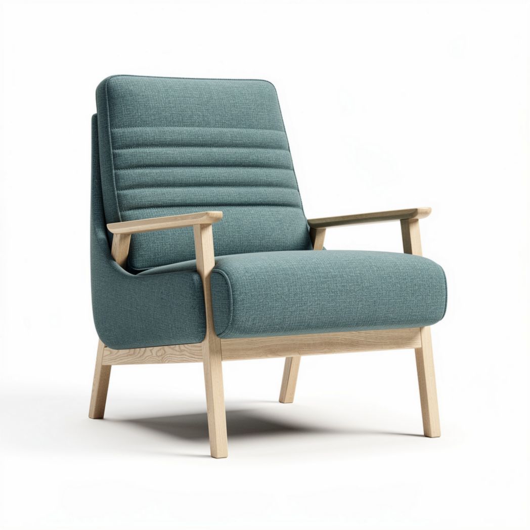 Sessel aus Baumwollmischung in blau mit Holzgestell 80 x 75 x 85cm