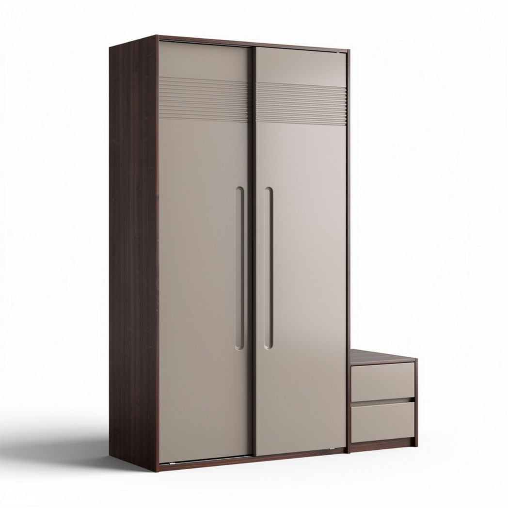 Kleiderschrank mit schublade in grau und braun 150 x 60 x 200cm