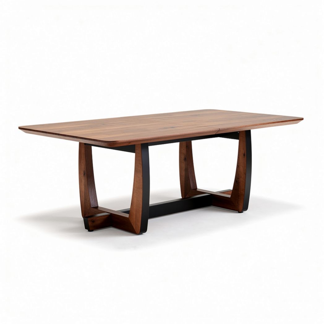 Esstisch aus Massivholz mit schwarzem Metallgestell in 180 x 90 x 75cm
